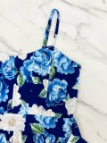 Women Holidays Elegant Floral Print Strap Dress