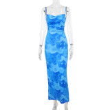 Women summer printed hooded Strap Bodycon Dress