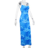Women summer printed hooded Strap Bodycon Dress
