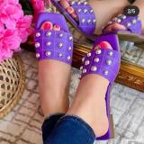 Plus Size Summer Women Riveted Flat Heel Outdoor Wear Beach Sandals