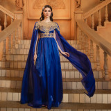 Women long sleeve Round Neck lace Formal Party evening dress