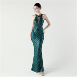 Women Sequined Mesh Bodycon Sexy Off-shoulder Evening Dress