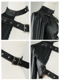 Punk One-Shoulder PU Leather Rock & Dance Style Party Top