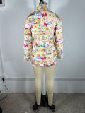 Print Long-Sleeve Shirt & Shorts Two-Piece Set