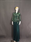 African Fashion Leopard Print Pleated Two-Piece Skirt Suit