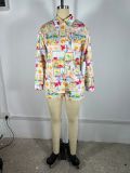 Print Long-Sleeve Shirt & Shorts Two-Piece Set
