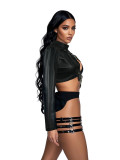 Punk One-Shoulder PU Leather Rock & Dance Style Party Top