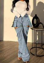 Fashionable Casual Pocket Stretch Denim Shorts