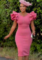 Plus Size Beaded Ruffle Sleeve Bodycon Dress Summer Party African Formal Wear Plus Size Beaded Ruffle Sleeve Bodycon Dress Summer Party African Formal Wear