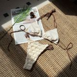 Drawstring & Lace-Up Low-Back Mesh Patchwork Bikini Set