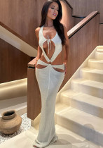 Sheer Halter Neck Knitted Beach Holiday Dress Sheer Halter Neck Knitted Beach Holiday Dress