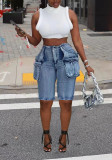 Summer Retro Cargo Denim Shorts