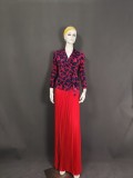 African Fashion Leopard Print Pleated Two-Piece Skirt Suit