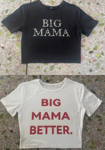 Women Printed Short Sleeve Crop Top