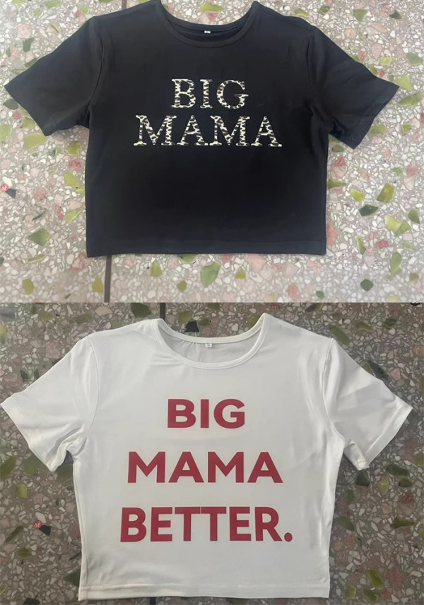 Women Printed Short Sleeve Crop Top