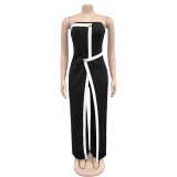 Women Sexy Strapless Backless Button Jumpsuit