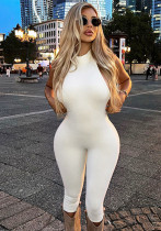 Women Summer Solid Sleeveless Halter Neck Backless Sexy Jumpsuit