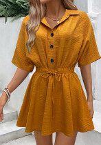 Button-Up Short-Sleeve Slim Waist Belted Shirt Dress Button-Up Short-Sleeve Slim Waist Belted Shirt Dress
