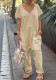 Women Spring Summer Solid Casual V Neck Short Sleeve Jumpsuit