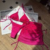 Gradient Mesh Bikini Set Short Skirt Three-Piece Beachwear