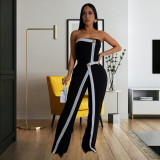 Women Sexy Strapless Backless Button Jumpsuit