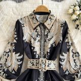 Women Vintage Print French Dress