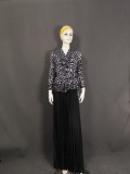 African Fashion Leopard Print Pleated Two-Piece Skirt Suit