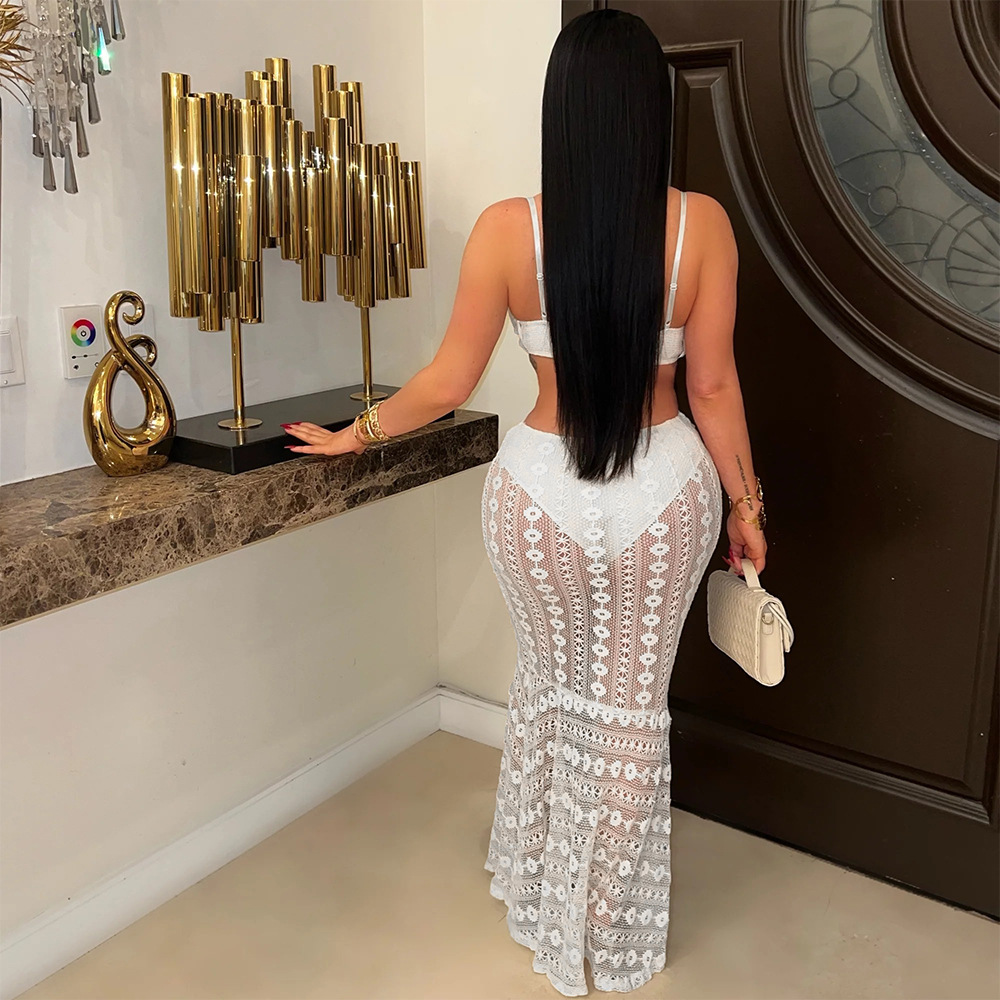 Women Sexy Suspender V-Neck Lace See-Through Bodycon Dress