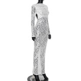 Women Lace Patchwork See-Through Backless Gathered Bodycon Dress