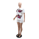 Women Casual Sequin Top and Shorts Two-Piece Set