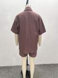 Women African Casual Short Sleeve Shirt Shorts Two-piece Set