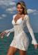 Lace Long-Sleeve Three-Piece Mesh Bikini Set Sexy Beachwear
