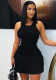 Women Spring Casual Solid Pleated Dress
