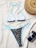 Sexy Leopard Print Lace-Up Bikini Set Two-Piece Swimsuit