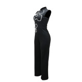 Women Sleeveless Floral Round Neck Sexy Jumpsuits