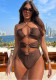 Sexy Cutout Design Brown Hollow-Out Lace-Up One-Piece Swimsuit