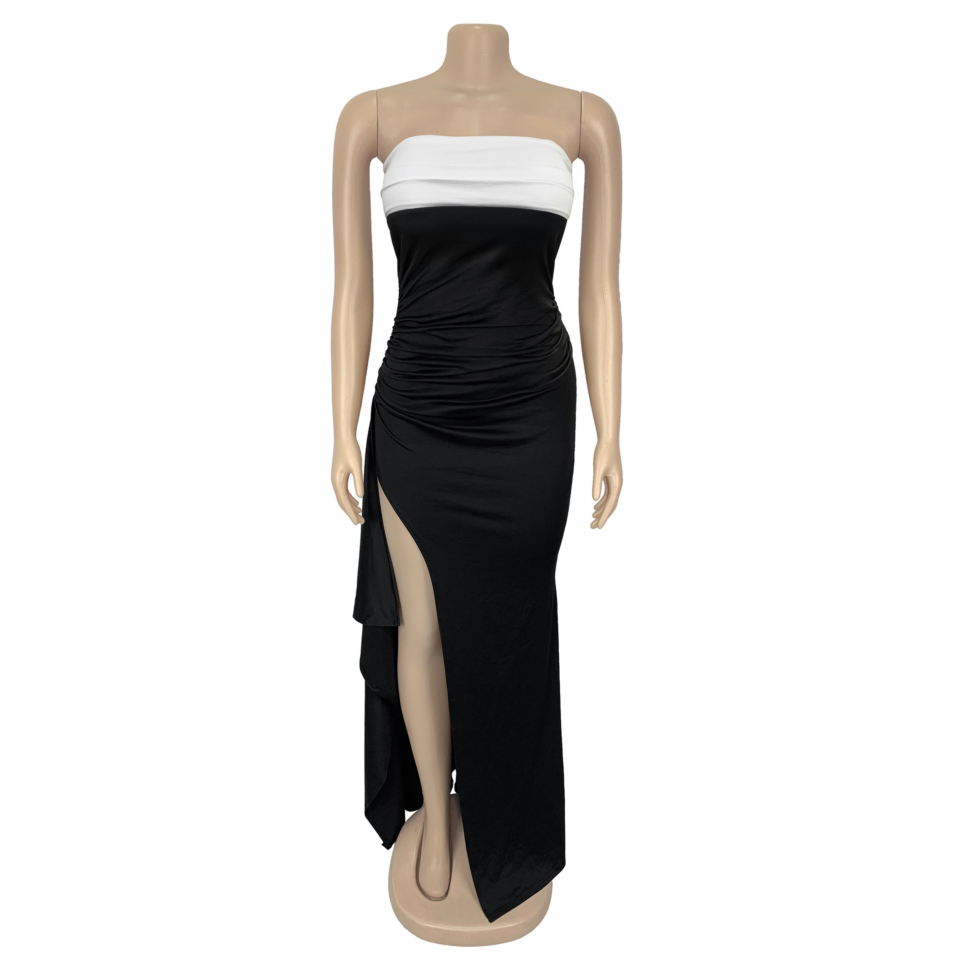 Women Sexy Slit Off Shoulder Strapless Dress