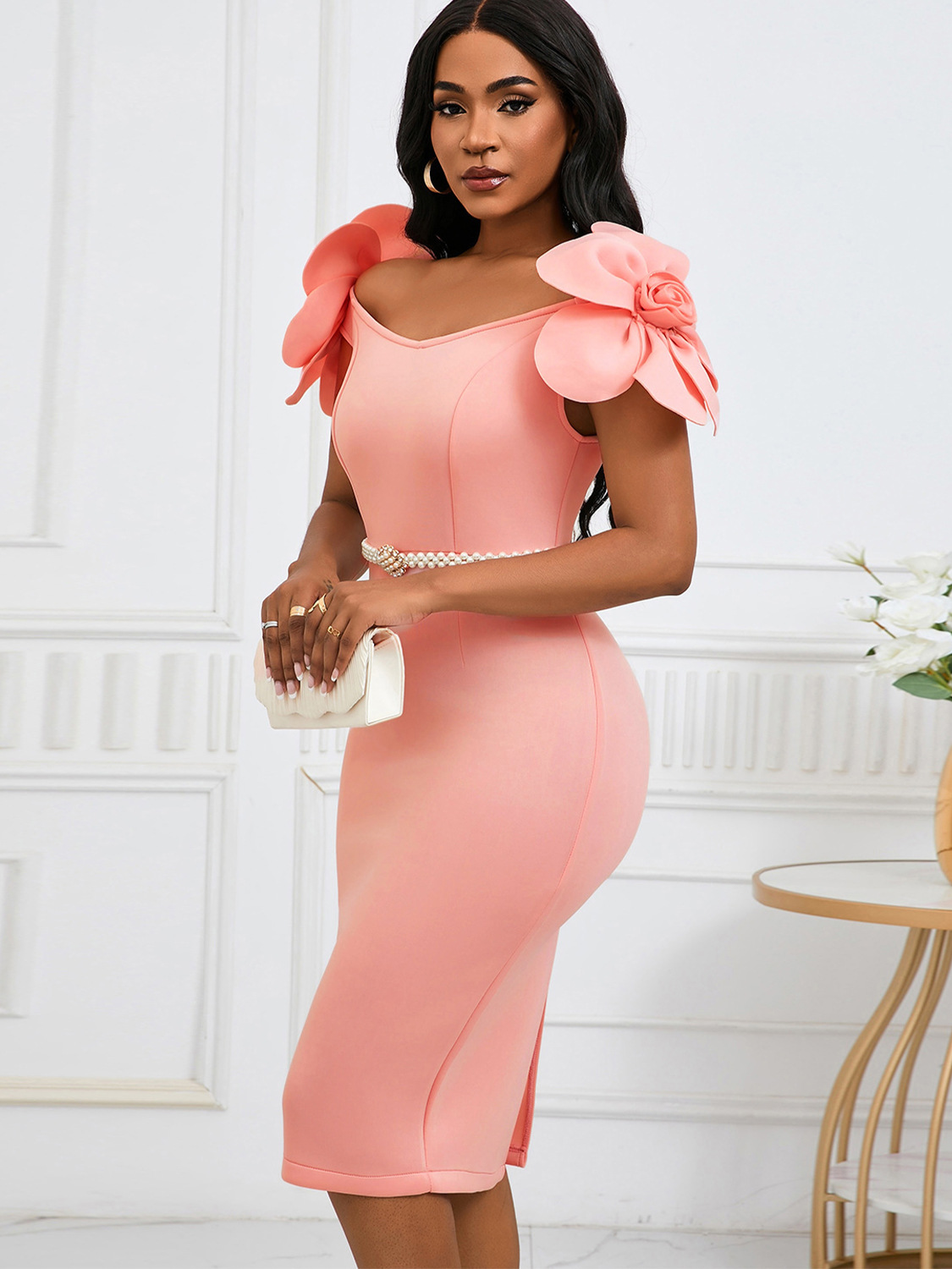 Floral Elegant Off Shoulder Formal Party Dress