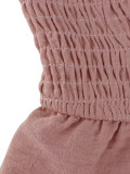 Solid Color Pleated Waist Casual Midi Dress