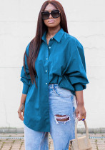 Blue Turn-Down Collar Shirt Blue Turn-Down Collar Shirt