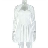 Women's Fashion Solid Color Sexy Deep V-Neck Halter A-Line Dress
