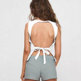 Low-Back Lace-Up Sleeveless Top Slim Fit Vest