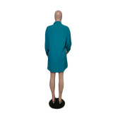 Blue Turn-Down Collar Shirt
