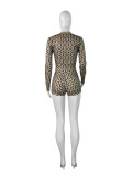 Coin Print Long Sleeve Top Shorts  Trendy Two-Piece Set