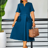 V-Neck Floral Summer Slim Waist A-Line Dress