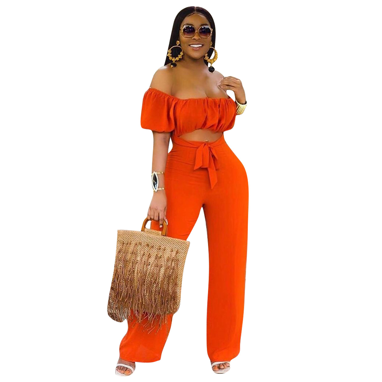 Sexy Solid Low-Back Off-Shoulder Jumpsuit