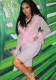 Fur Trim Solid Color Lace-up  Top & Tight Shorts Trendy Two Piece Set