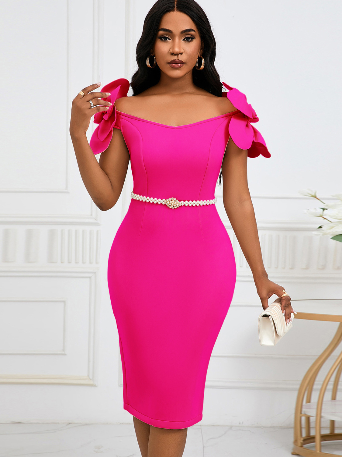 Floral Elegant Off Shoulder Formal Party Dress