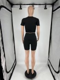 Short-Sleeve Round Neck Shorts Set Casual Summer Outfit