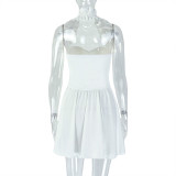 Women's Fashion Solid Color Sexy Deep V-Neck Halter A-Line Dress